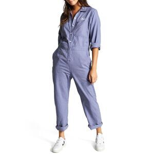 Brixton Hickory Striped Coveralls Jumpsuit Women Blue White Button Utility M